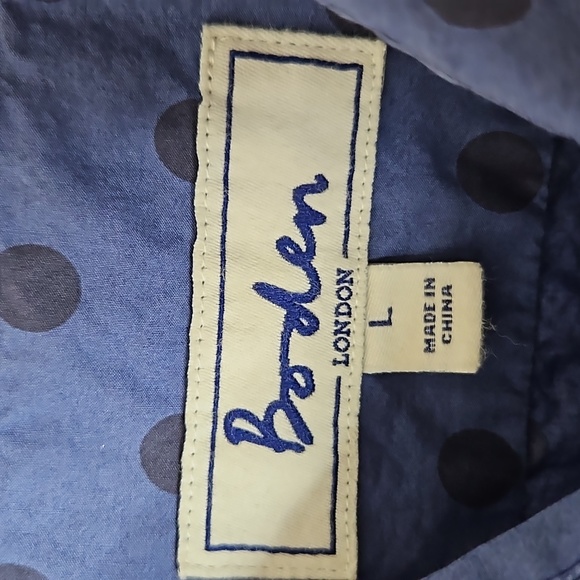 Boden Men's Blue Polka Dot Cotton Button Down Shirt Size Large - Picture 5 of 9